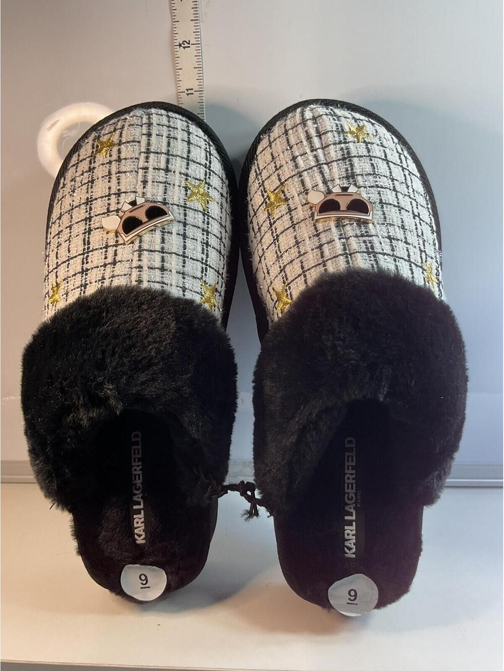Karl Lagerfeld Slippers Fuzzy Platform Sz 9 NWT